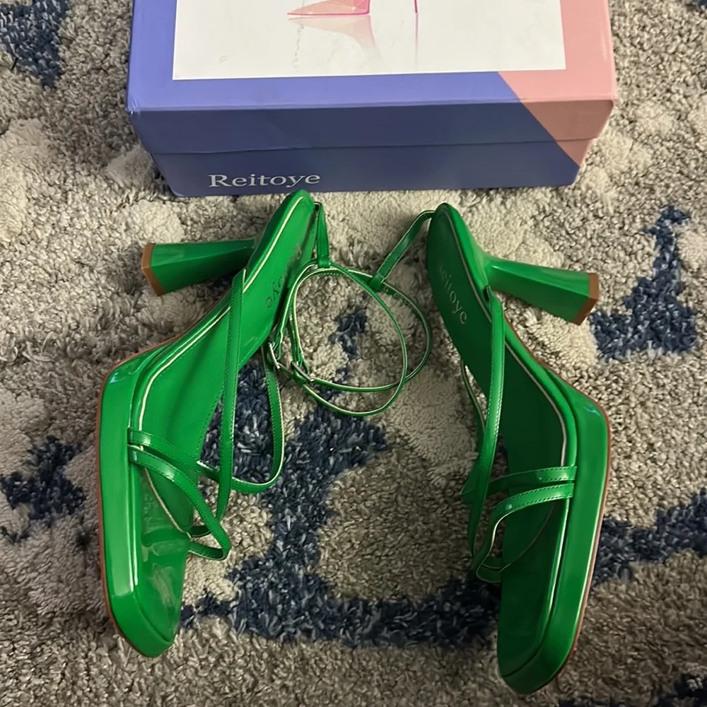 Reitoye Green Women’s Heel Sandals Size 12 - Picture 3 of 6
